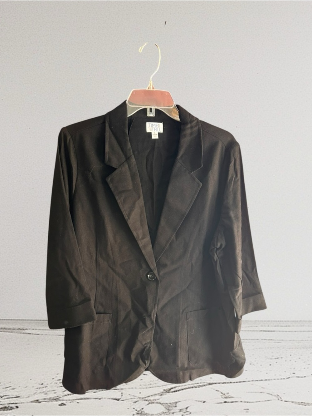 Time and Tru black rayon/linen blend blazer Size L (12-14)